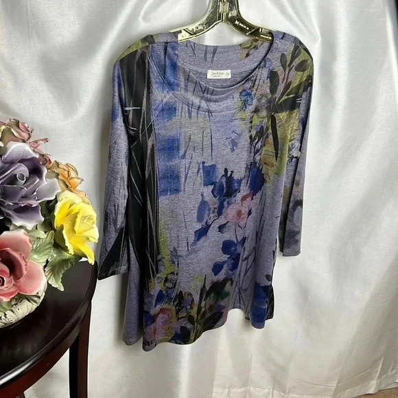 Y2K Floral ,artsy,tunic,Jess&Jane,made USA! Fit & flare,art deco,cottagecore EC - Picture 3 of 11